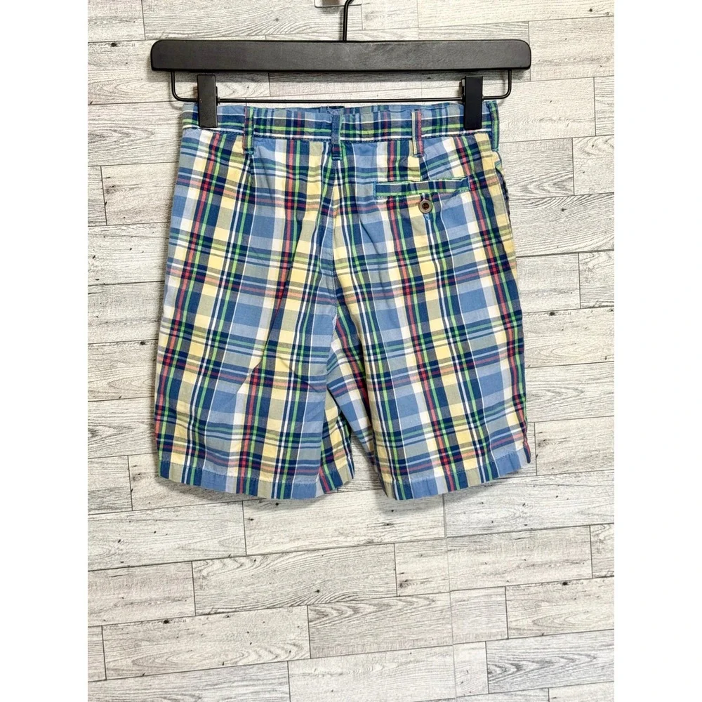 Kitestrings Boys Blue Yellow Plaid Madras Shorts‎ Size 7 Classic American Style